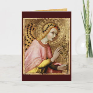 ANNUNCIATION ANGEL MONOGRAM ,Red Ruby Holiday Card