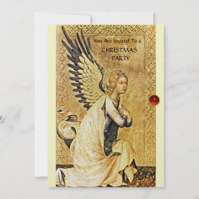 ANNUNCIATION ANGEL MONOGRAM ,Red Ruby white ice Invitation (Front)
