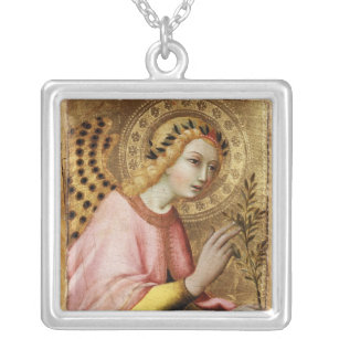 ANNUNCIATION ANGEL SILVER PLATED NECKLACE