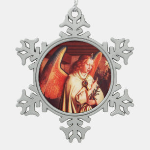 ANNUNCIATION ANGEL SNOWFLAKE PEWTER CHRISTMAS ORNAMENT