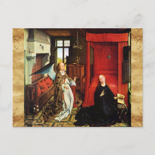 ANNUNCIATION Archangel Gabriel ,Virgin Parchment Postcard (Front)