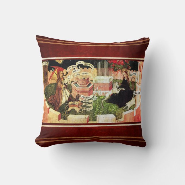 ANNUNCIATION AS THE MYSTICAL HUNT OF UNICORN  CUSHION (Front)
