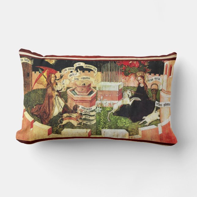 ANNUNCIATION AS THE MYSTICAL HUNT OF UNICORN LUMBA LUMBAR CUSHION (Front)
