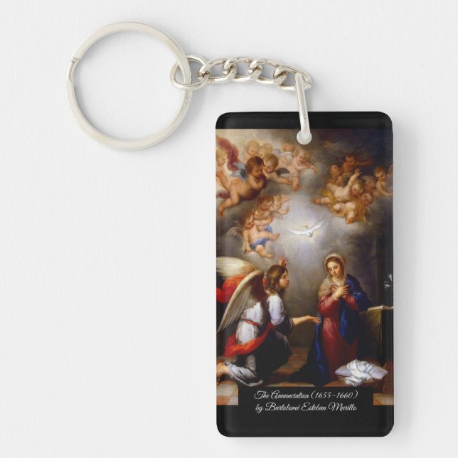 Annunciation by Bartolomé Esteban Murillo Key Ring (Front)