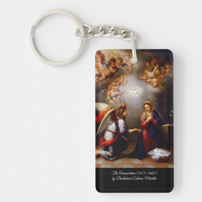 Annunciation by Bartolomé Esteban Murillo Key Ring (Front)