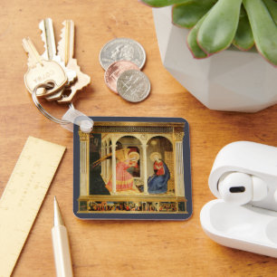 Annunciation by Fra Angelico, Renaissance Fine Art Key Ring