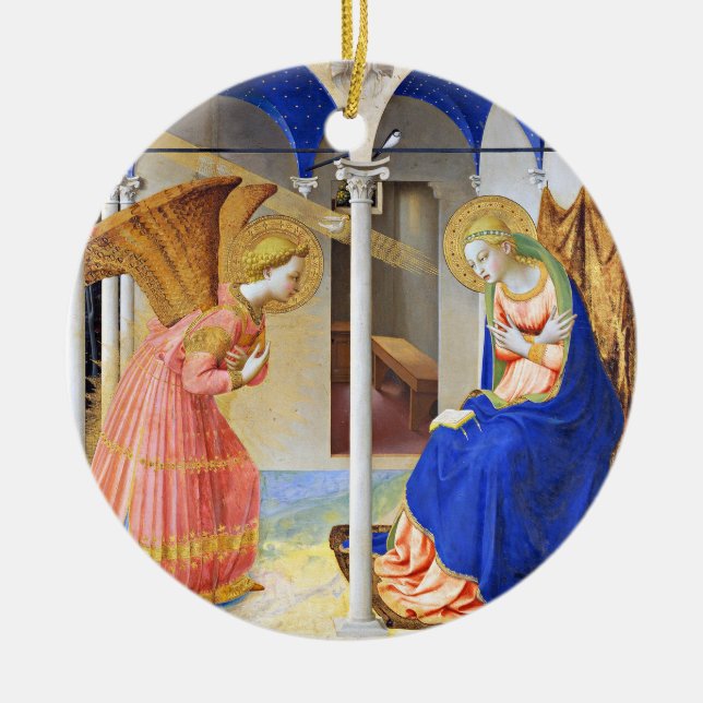 ANNUNCIATION by Fra Beato Angelico Christmas  Cera Ceramic Ornament (Front)