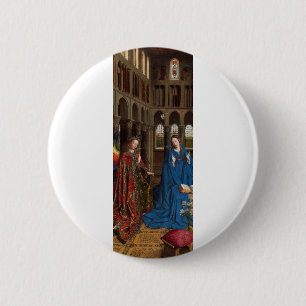 Annunciation by Jan van Eyck 6 Cm Round Badge