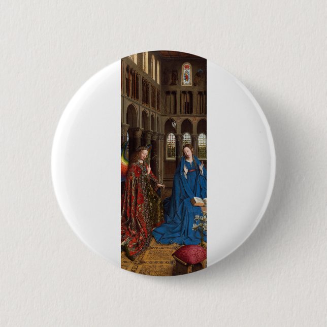 Annunciation by Jan van Eyck 6 Cm Round Badge (Front)