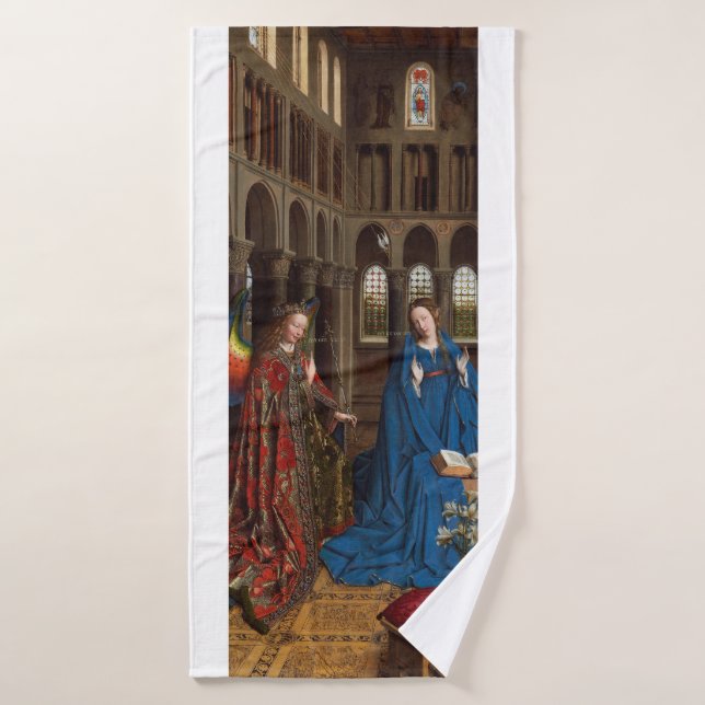 Annunciation by Jan van Eyck Bath Towel (Bath Towel)