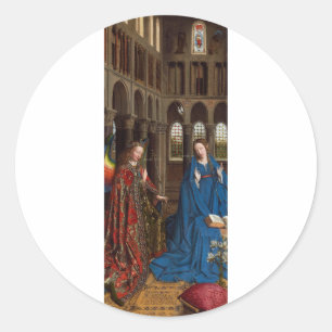 Annunciation by Jan van Eyck Classic Round Sticker