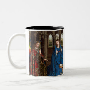 Annunciation by Jan van Eyck Two-Tone Coffee Mug