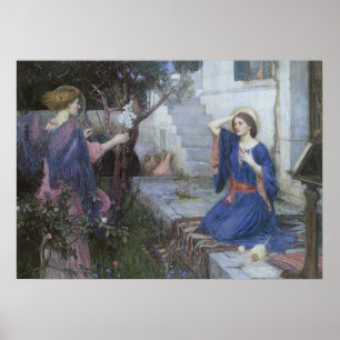 Annunciation by JW Waterhouse, Victorian Fine Art Poster