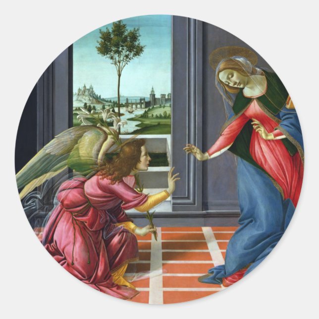 Annunciation by Sandro Botticelli Classic Round Sticker (Front)