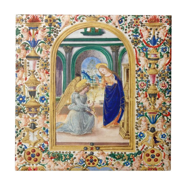 Annunciation Christmas  Ceramic Tile (Front)