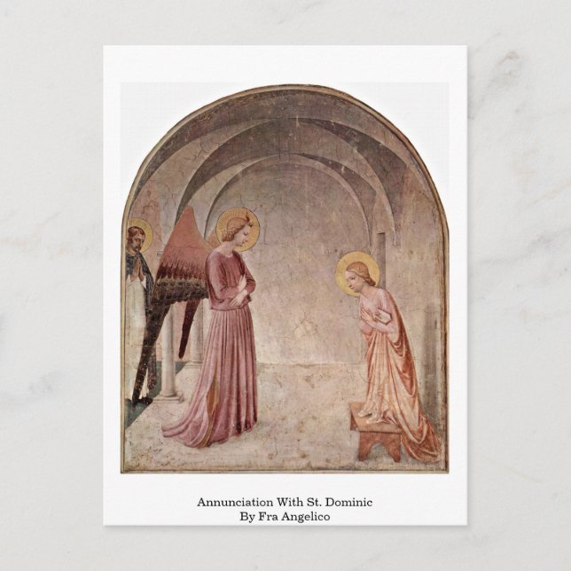 Annunciation With St. Dominic By Fra Angelico Postcard (Front)