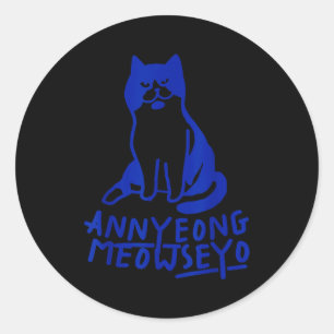 Annyeongmeowseyo K-drama Funny Cat Lovers Classic Round Sticker