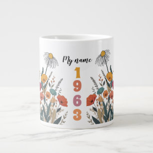 Año de nacimiento de las mujeres de flores silvest large coffee mug
