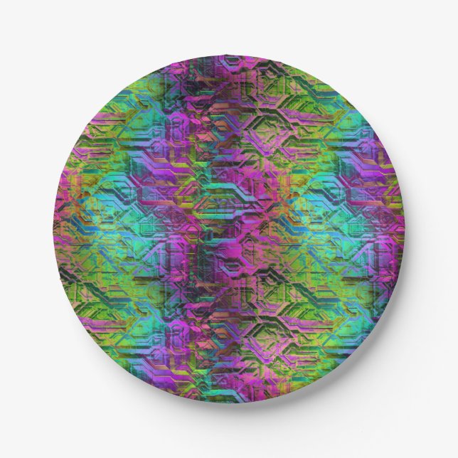 anodised rainbow titanium circuit : paper plate (Front)