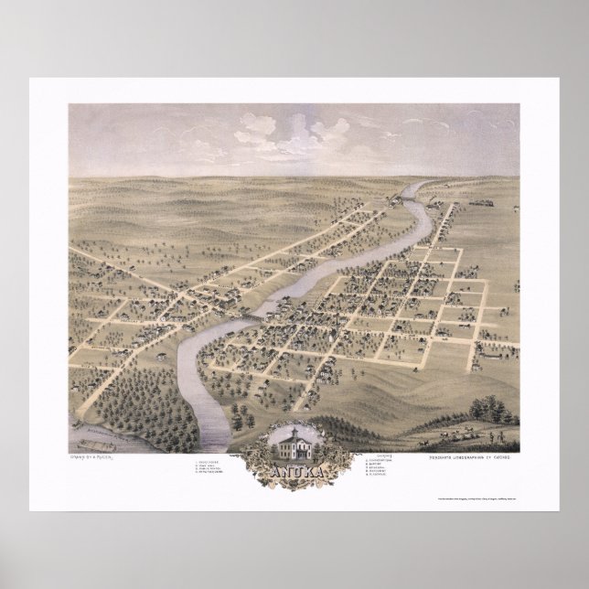 Anoka, MN Panoramic Map - 1869 Poster (Front)