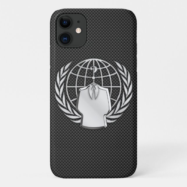 Anonymous Chrome on Carbon Fibre Case-Mate iPhone Case (Back)
