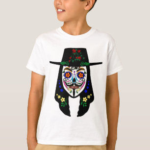 ANONYMOUS Day of the Dead 6 Anon Mask Sugar skull T-Shirt