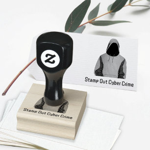 Anonymous Hacker in Hoodie Cybercrime Custom Text Rubber Stamp