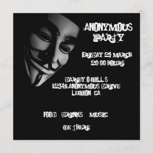 Anonymous Party Custom Invitations