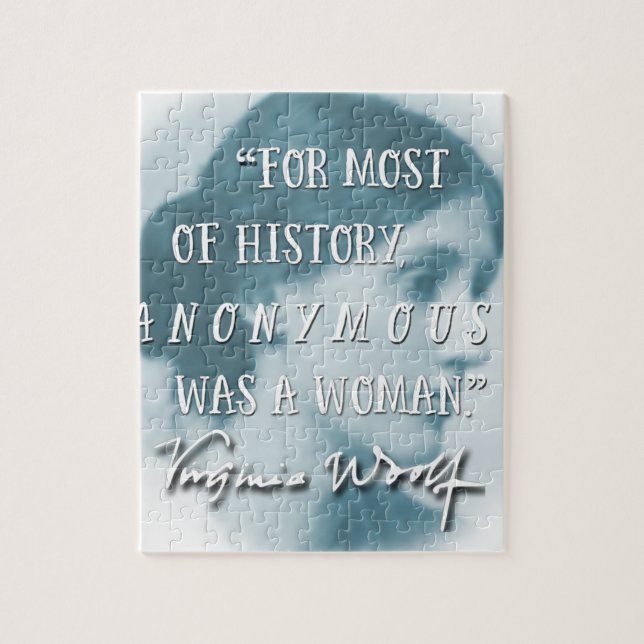 Anonymous Was a Woman ~ Virginia Woolf quote blue Jigsaw Puzzle (Vertical)