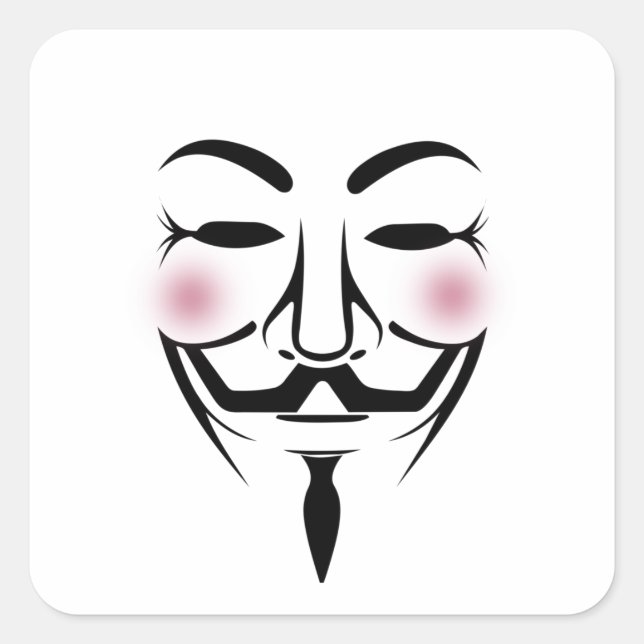 anonymus mask vendetta hacker cyber internet hackt square sticker (Front)
