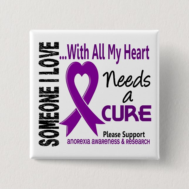 Anorexia Needs A Cure 3 15 Cm Square Badge (Front)