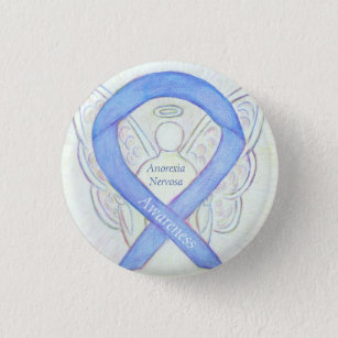 Anorexia Nervosa Awareness Ribbon Angel Custom Pin