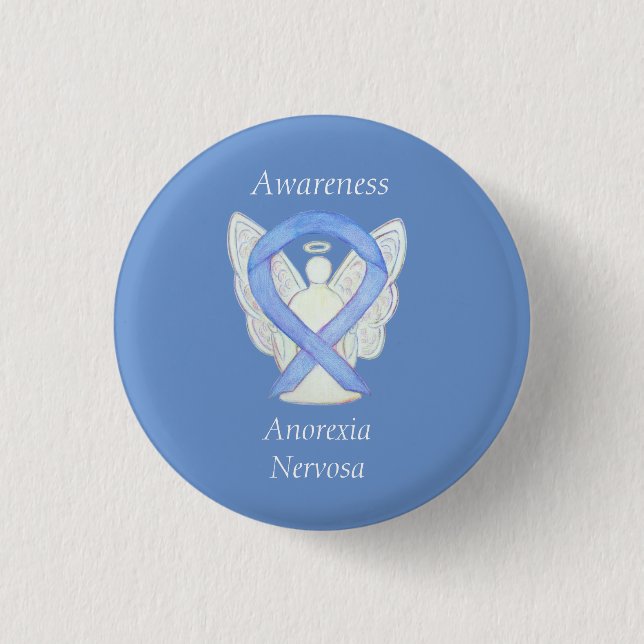 Anorexia Nervosa Awareness Ribbon Angel Custom Pin (Front)