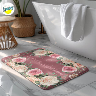 Another Beautiful Day Pink Rose Floral Bath Mat
