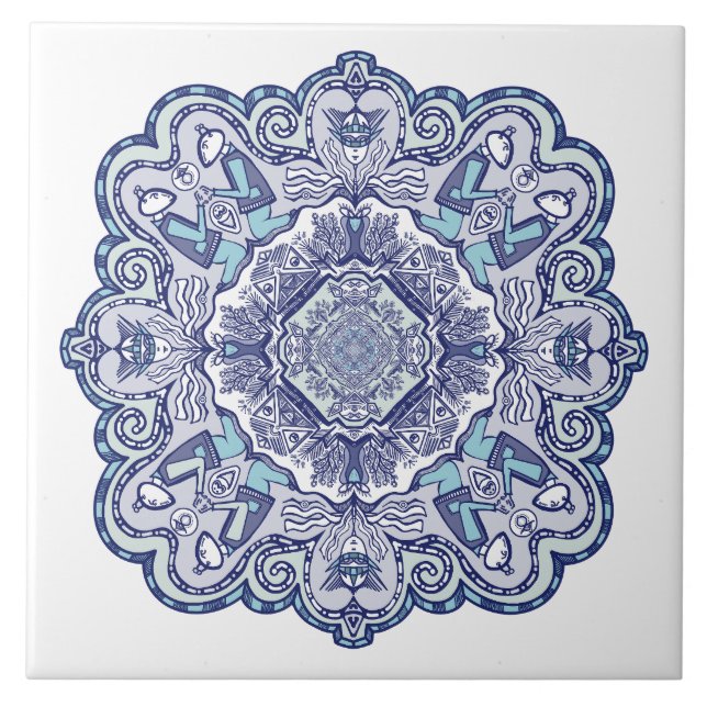 Another blue china inspired design Ceramic Tile (Front)