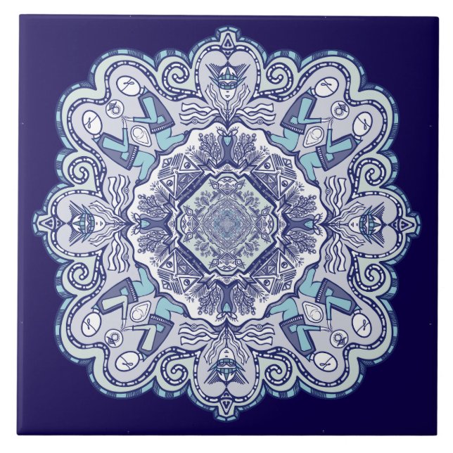 Another blue china inspired design Ceramic Tile (Front)