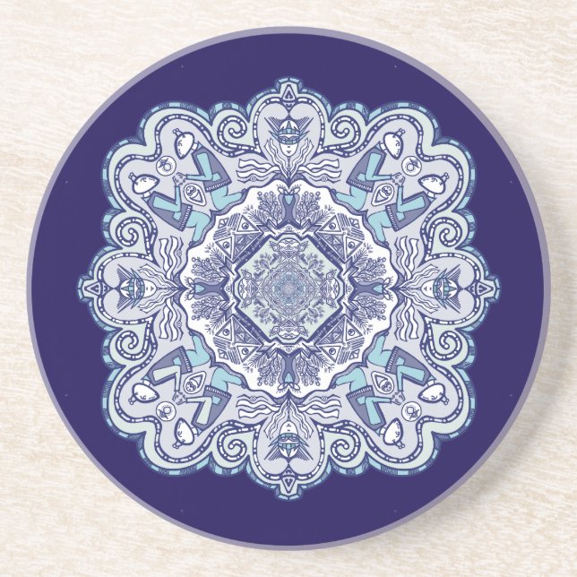 Another blue china inspired design Ceramic Tile Coaster (Front)