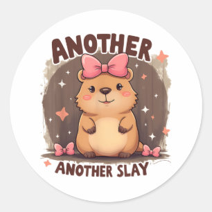 Another Day Another Slay Cute Capybara Lover Pink Classic Round Sticker