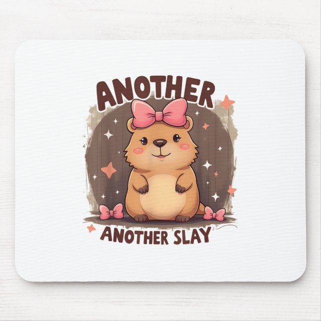 Another Day Another Slay Cute Capybara Lover Pink  Mouse Pad (Front)