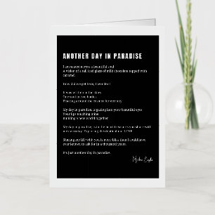 Another day in paradise love poem poetry foil greeting card