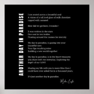Another day in paradise love poem poetry wall art