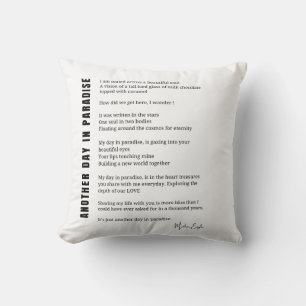Another day in paradise poem black white art cushion