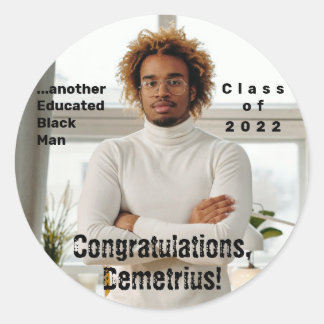 Another Educated Black Man 2022 Graduation Photo Classic Round Sticker