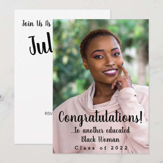 Another Educated Black Woman 2022 Graduation Photo Invitation (Front/Back)
