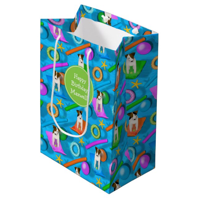 Another Jack Russell dog pool party pattern Medium Gift Bag (Front Angled)