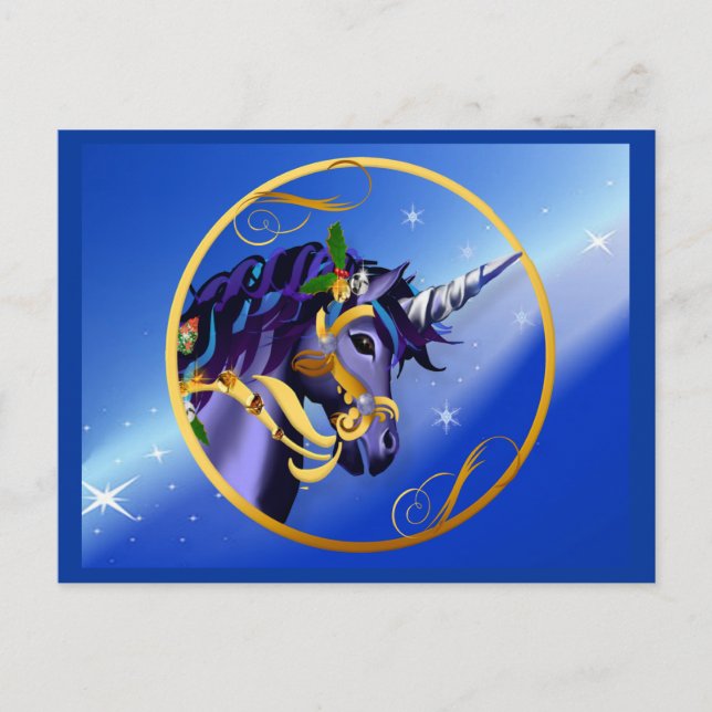 Another Magical Christmas Unicorn Face Postcard (Front)