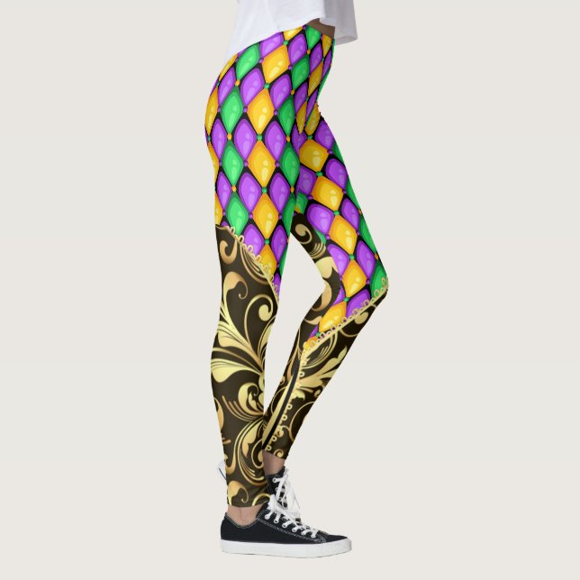 Another Mardi Gras Diamonds Pop Fashion Leggings (Right)