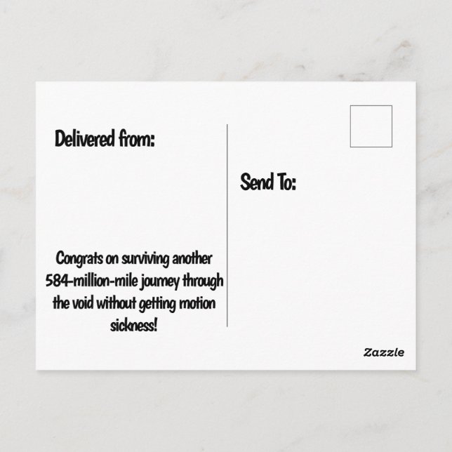 Another Orbit Birthday - Globe Party Hat Postcard (Back)