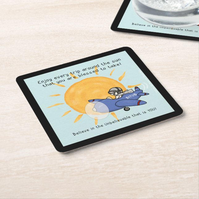 Another Trip Around the Sun Square Paper Coaster (Angled)