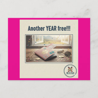 Another year free (F) Holiday Postcard